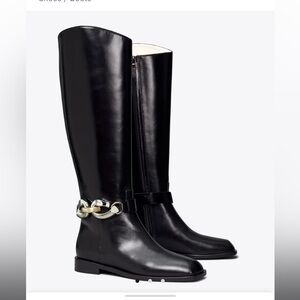 Rare limited edition Tory Burch Black Leather Riding Boots